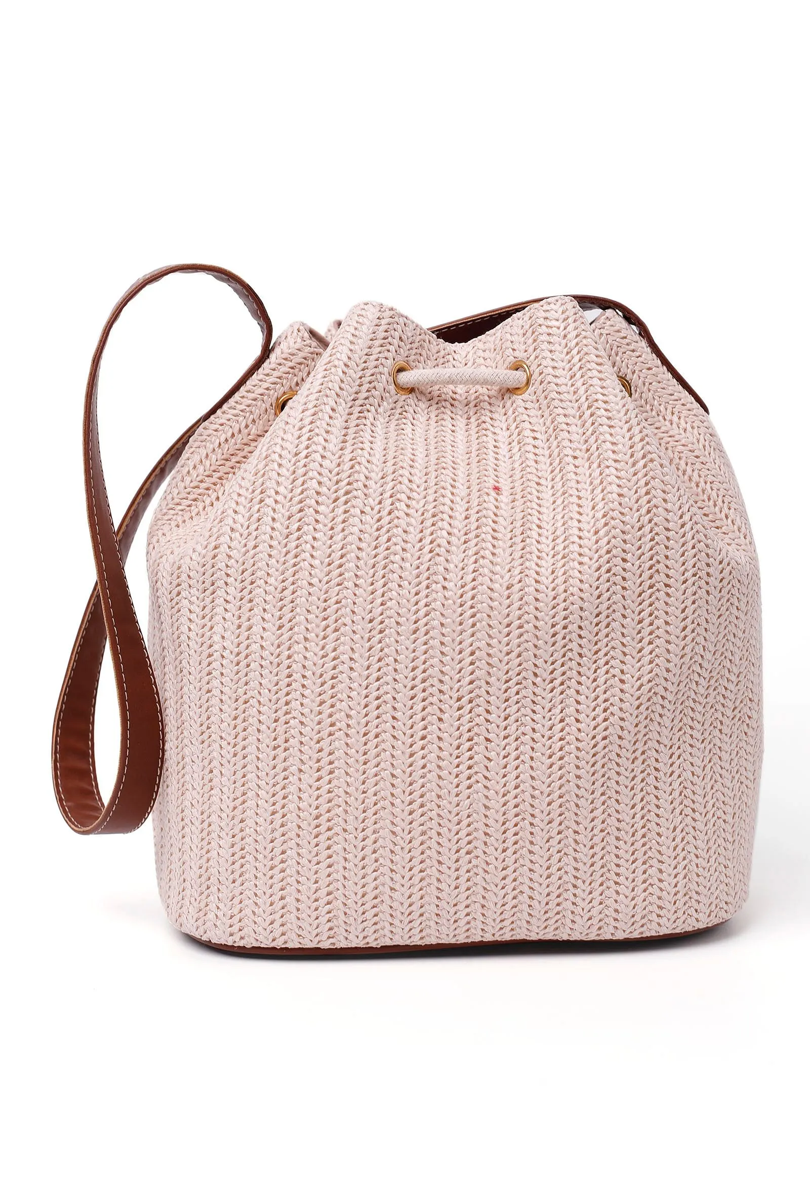 Pearl White Raffia Weave Potli Bag