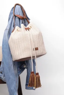 Pearl White Raffia Weave Potli Bag