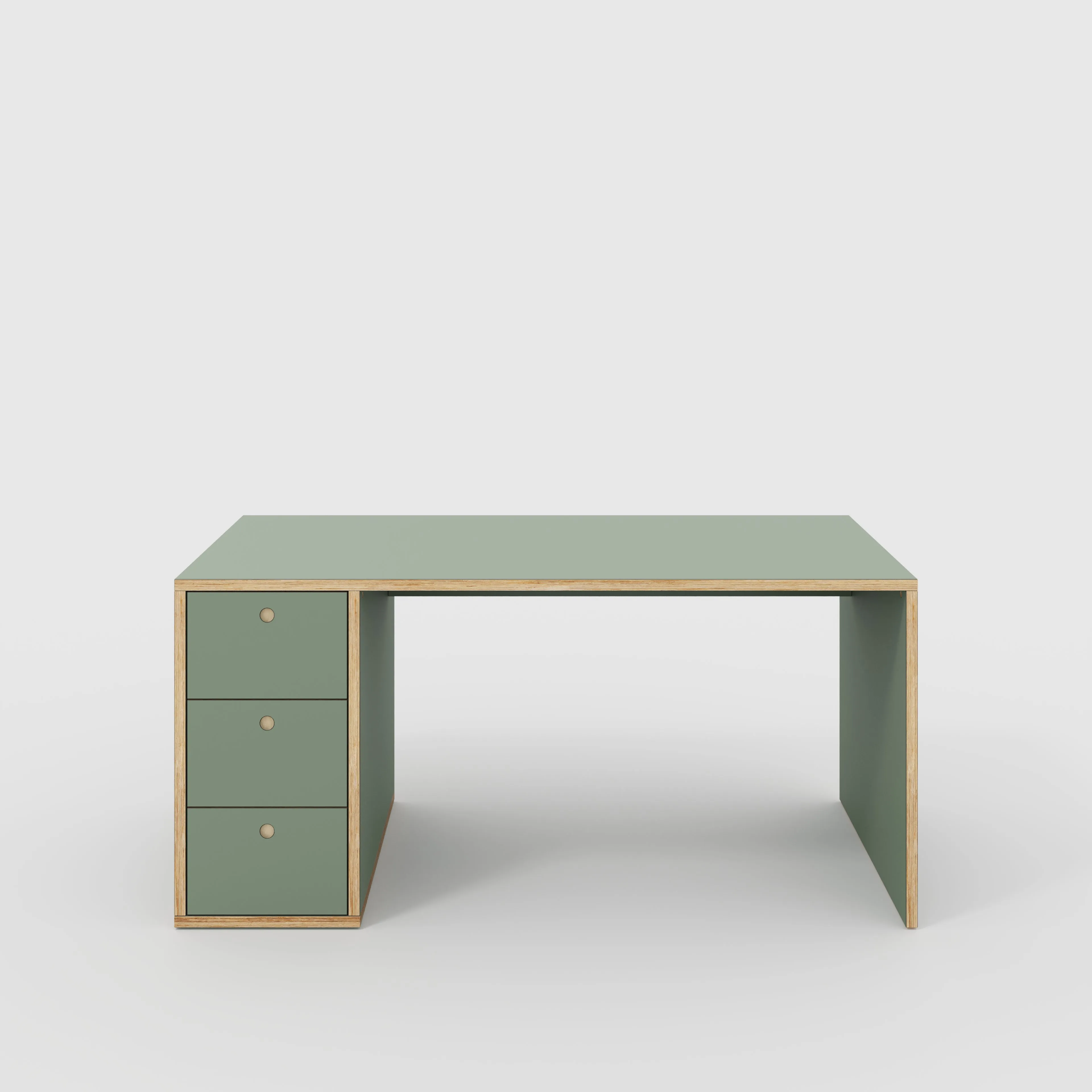 Plywood Desk with Storage Type 1 LH - Drawers - Formica Green Slate - 1600(w) x 800(d) x 750(h)