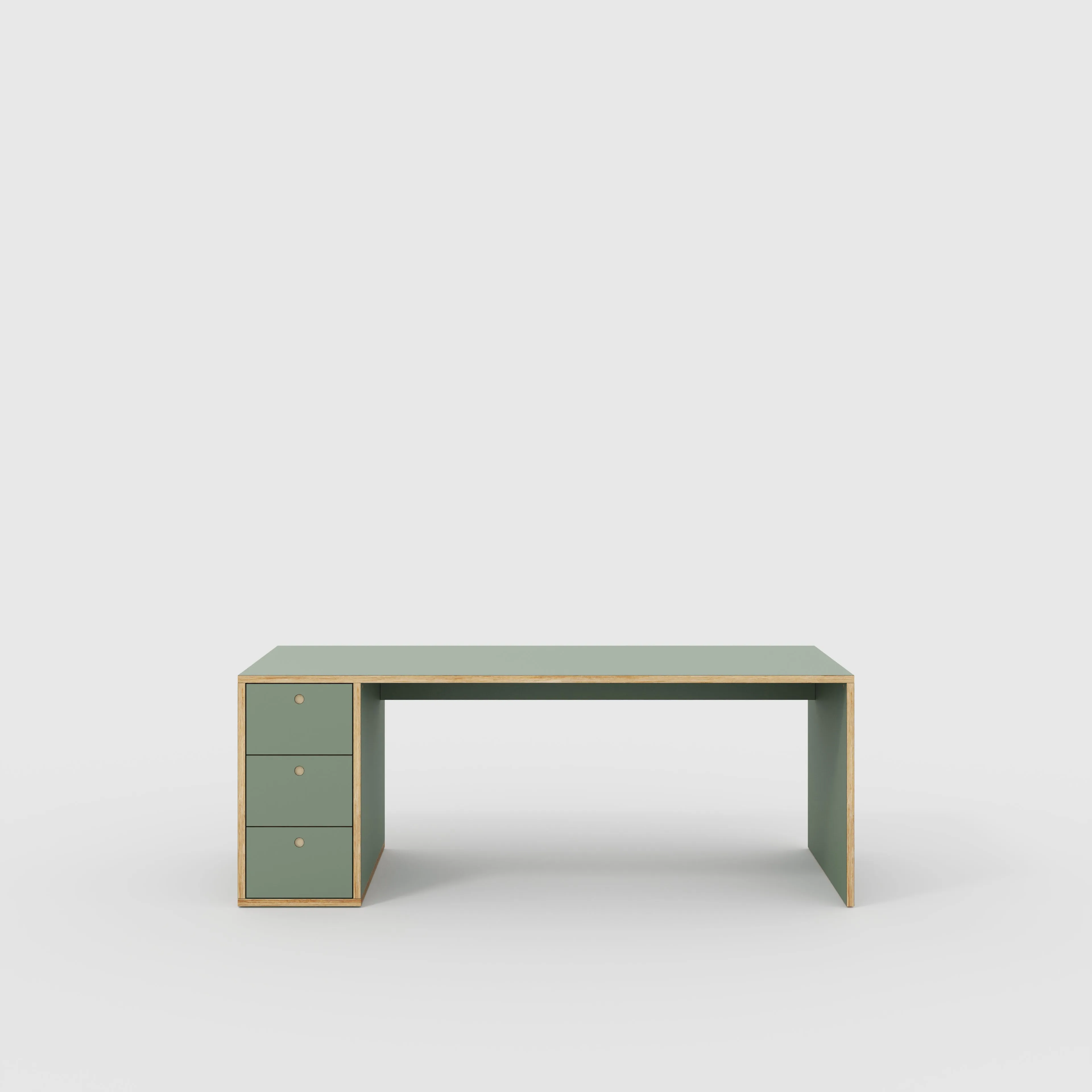 Plywood Desk with Storage Type 1 LH - Drawers - Formica Green Slate - 2000(w) x 800(d) x 750(h)