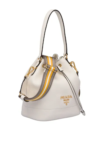 Prada Leather Bucket Bag White