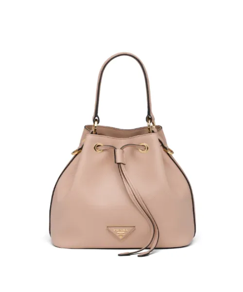 Prada Saffiano Leather Bucket Bag Beige