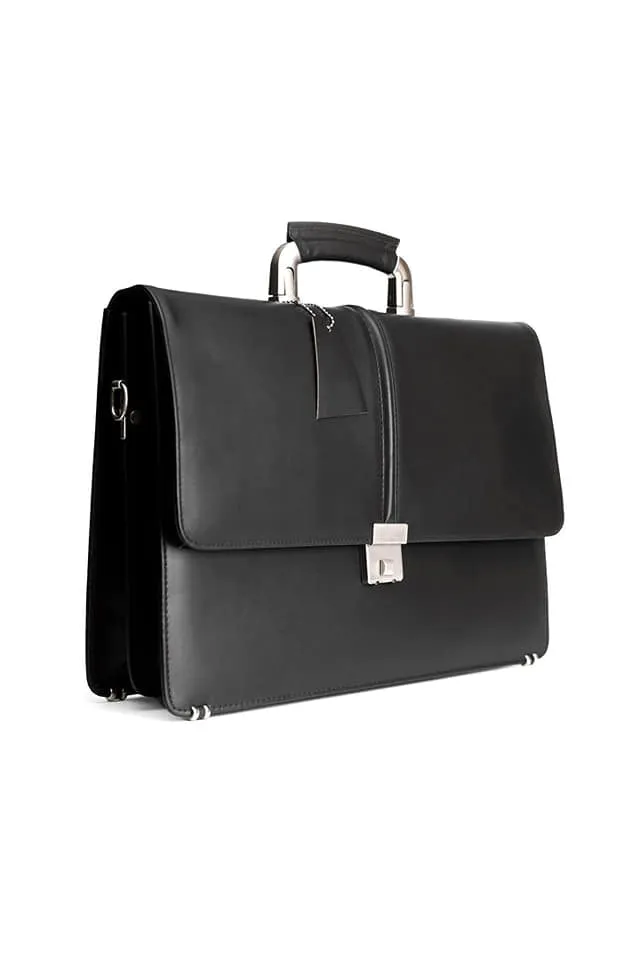 Premium Leather Laptop Bag in Black