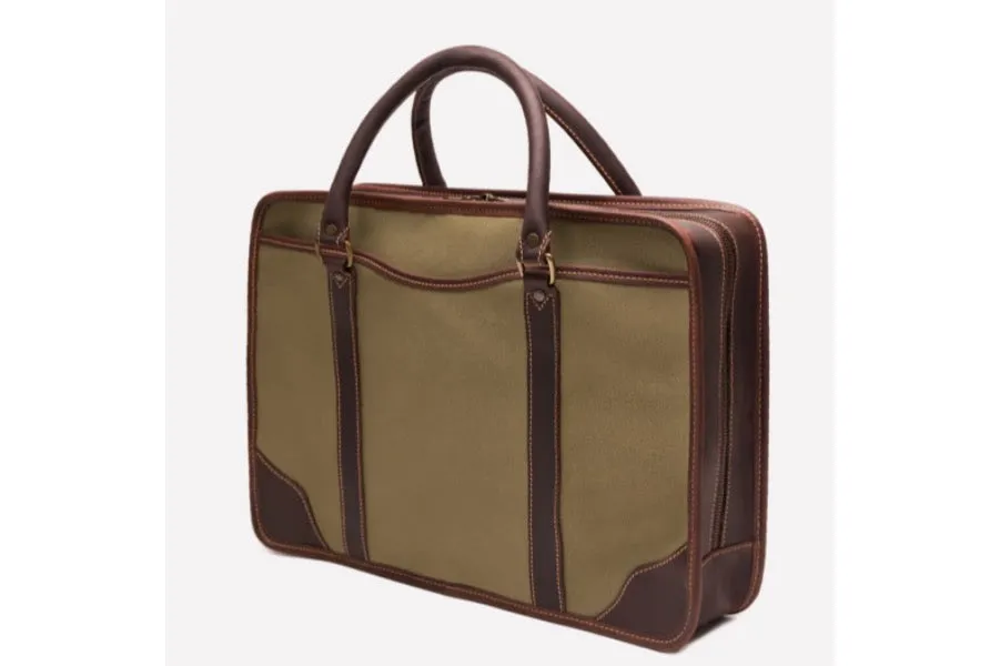 Putney Canvas Briefcase - Olive