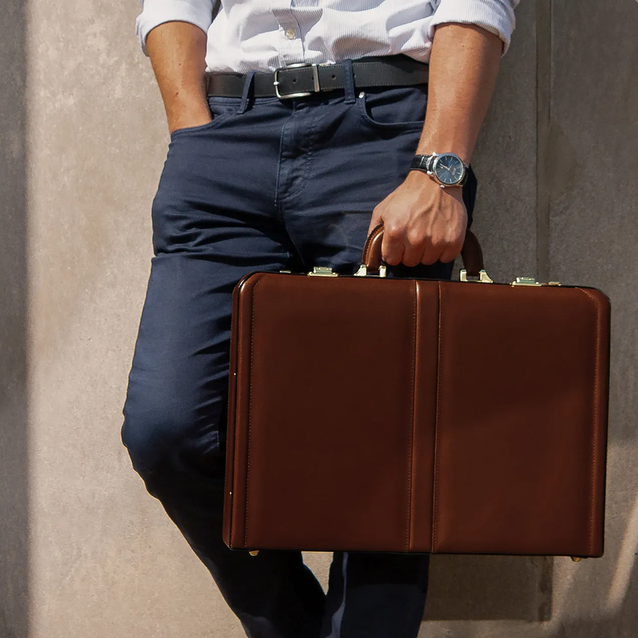 REAGAN | 4.25” Leather Attaché Briefcase