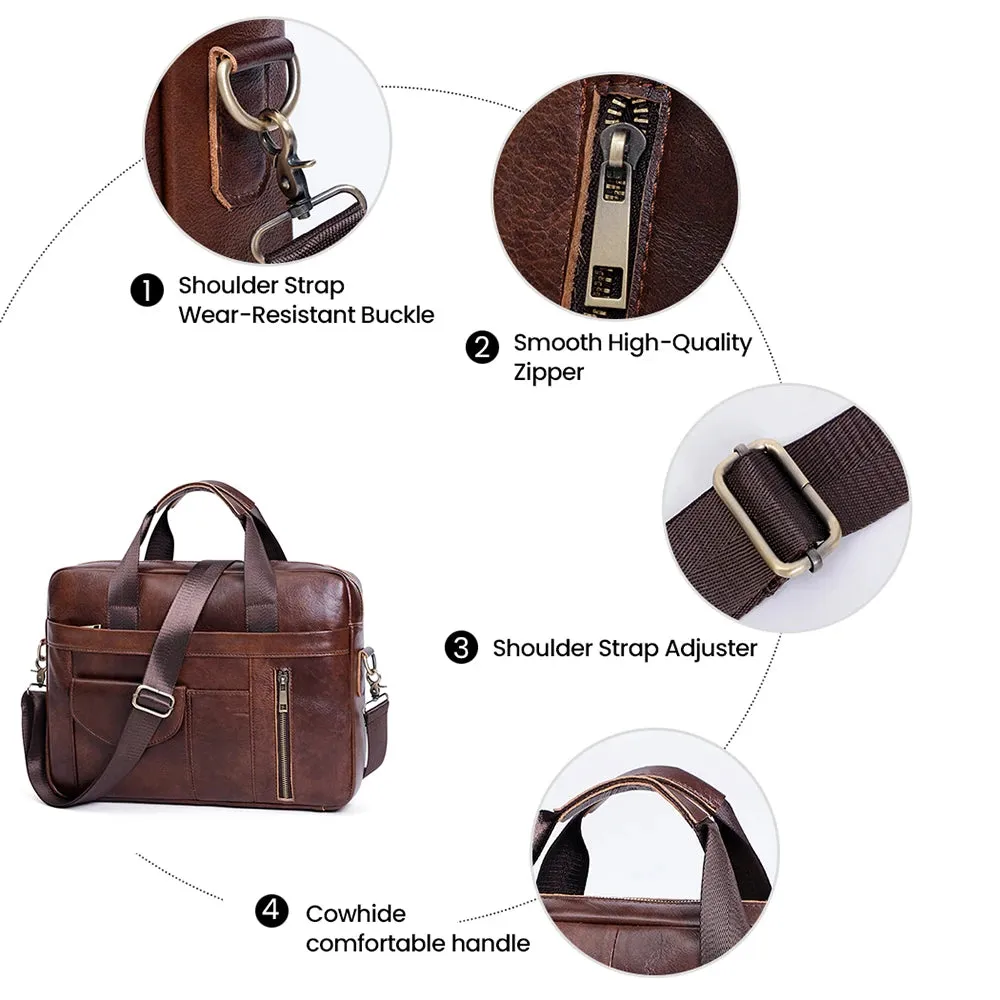 Retro Genuine Leather Laptop Briefcase