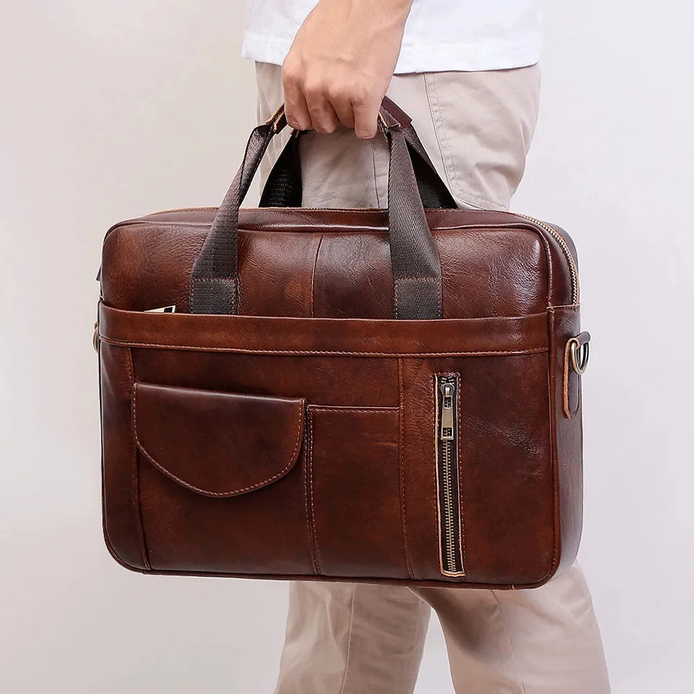 Retro Genuine Leather Laptop Briefcase