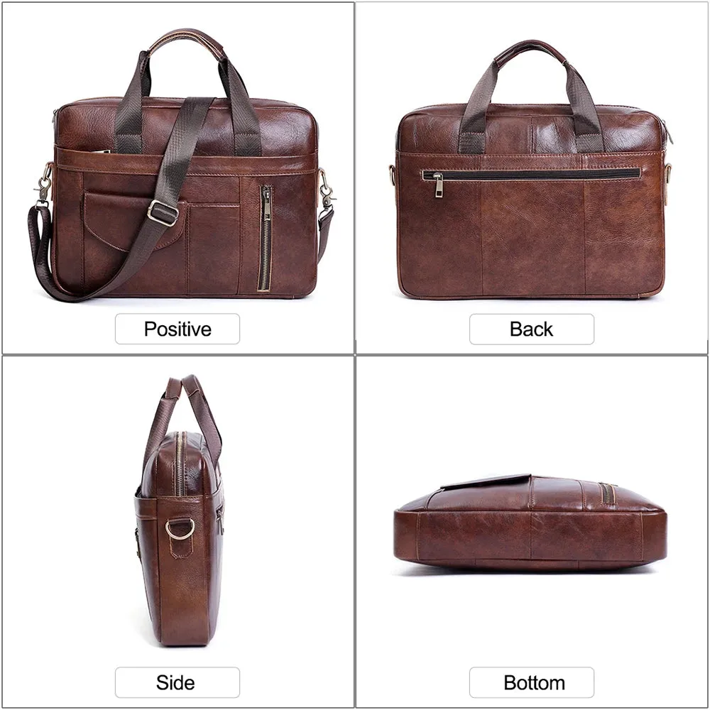 Retro Genuine Leather Laptop Briefcase