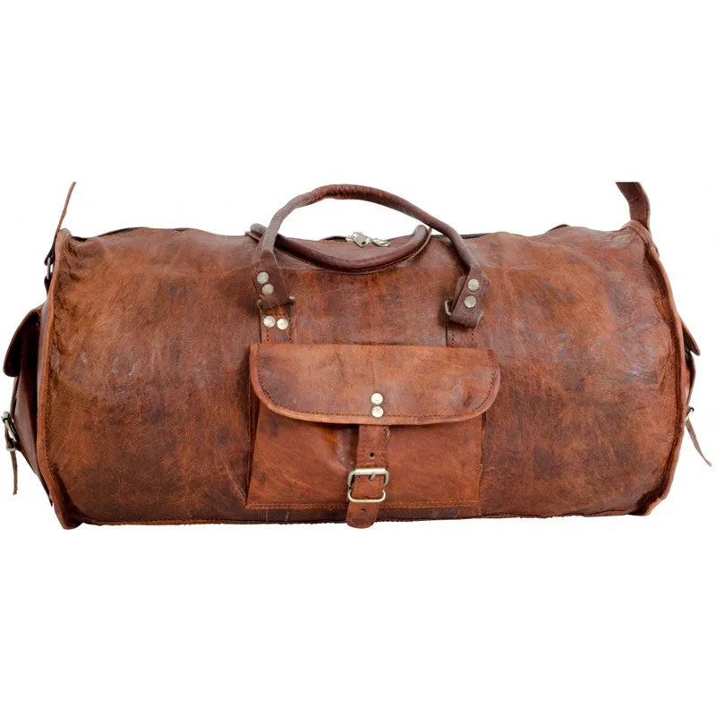 Retro Leather Duffle Bag 22"