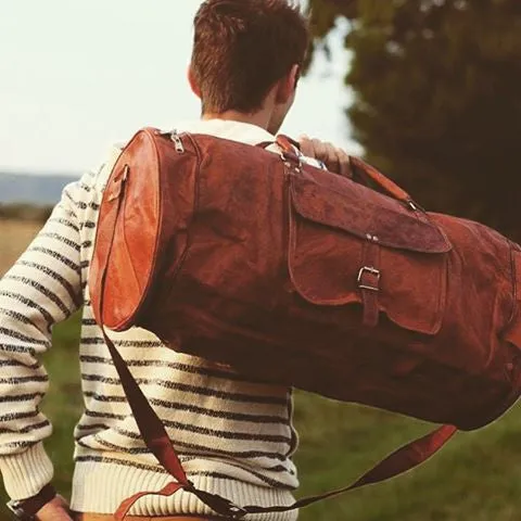 Retro Leather Duffle Bag 22"