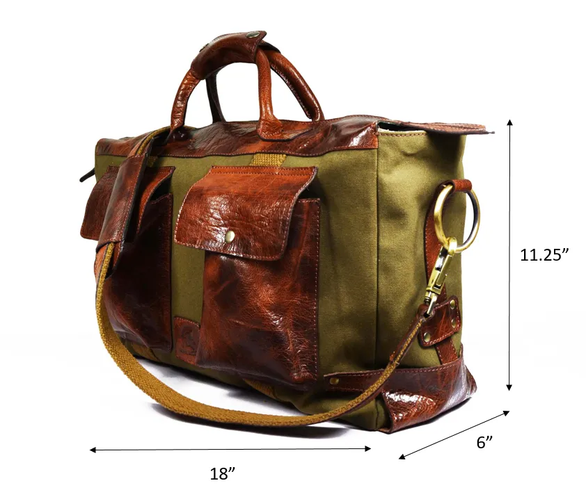 Salinas Leather Canvas Travel - Green