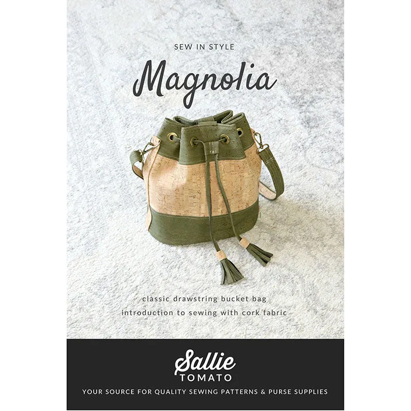 Sallie Tomato Magnolia Drawstring Bucket Bag Kit - Hazelnut & Beige Weave Faux Leather