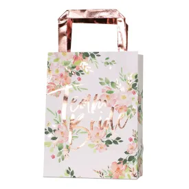 Team Bride Rose Gold and Floral Party Welcome Favor Bag (Pack of 5)