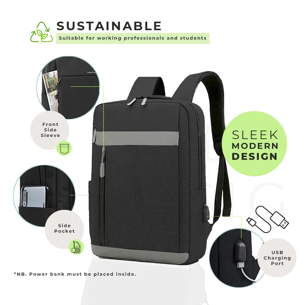 Tech Laptop Backpack with USB Charging Port