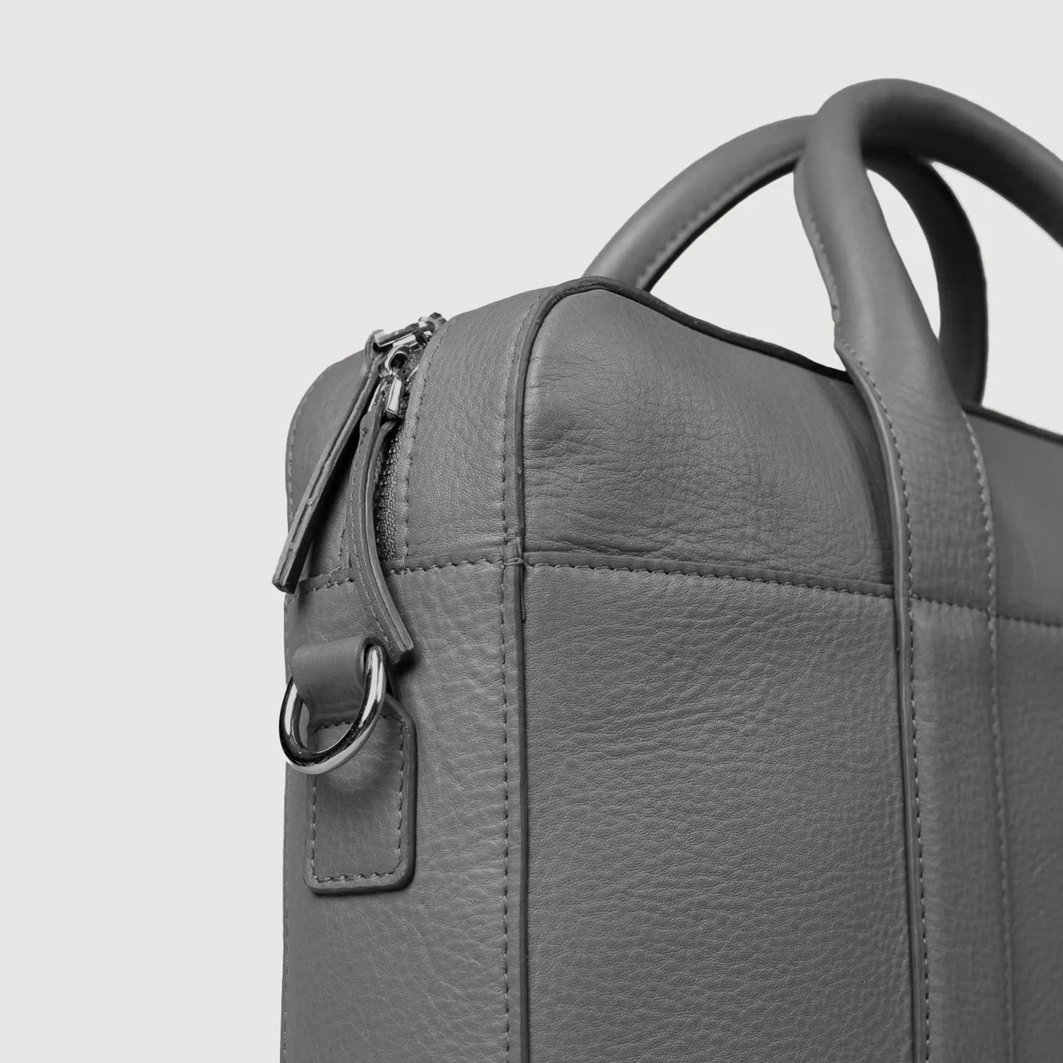 The Captain Grey Leather Briefcase