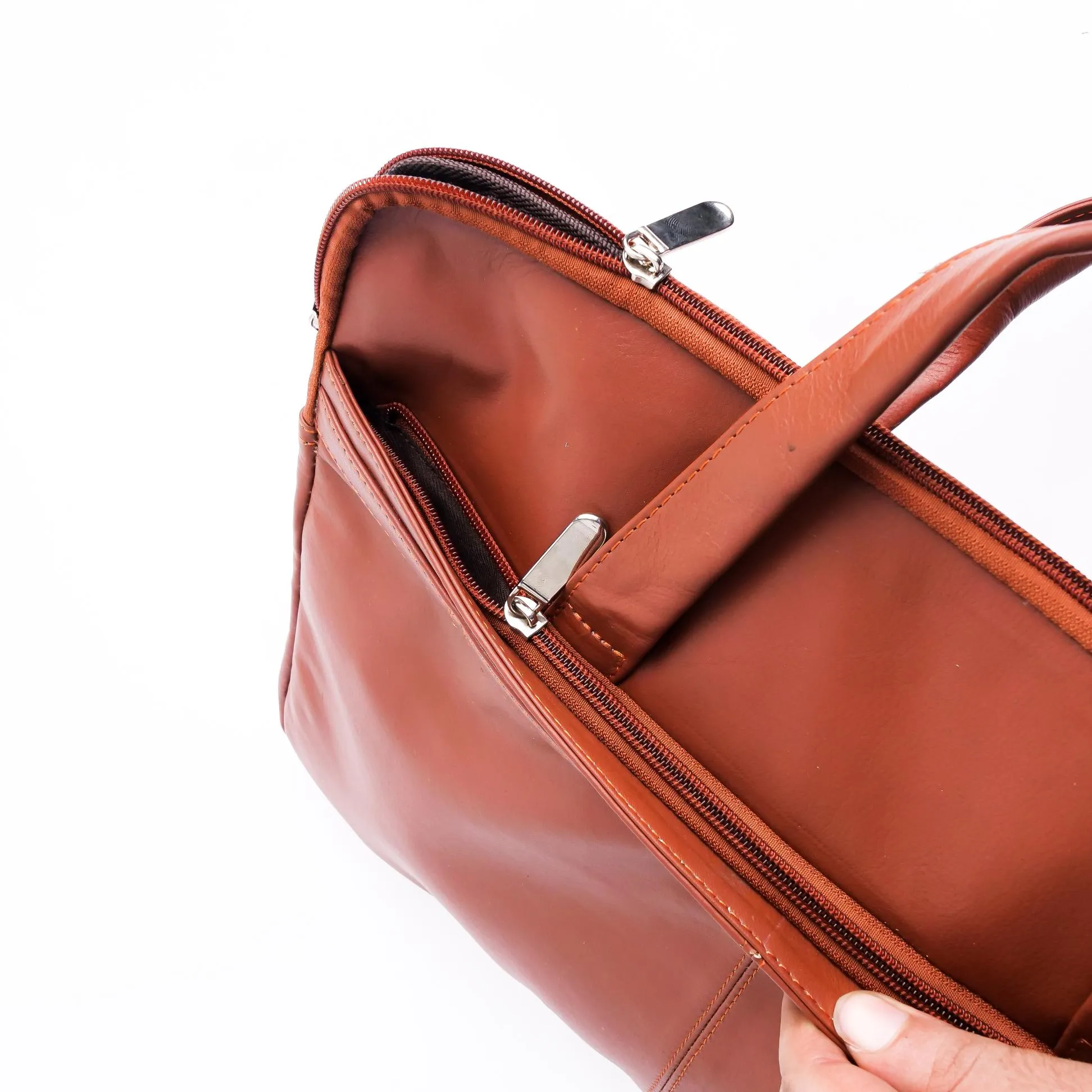 The Founder Ultra Slim Leather Laptop Bag-Tan Brown