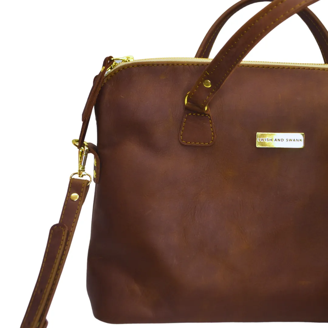 The Slim Ladies Leather Briefcase - Warm Tan