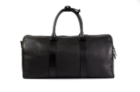 The Torino Calf Leather Overnight Contemporary Duffel - Onyx Pebble Calf