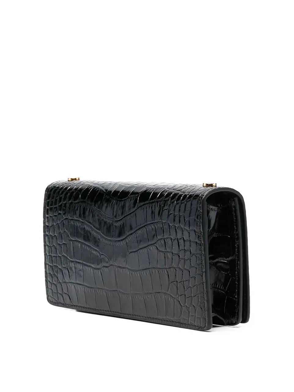 Tom Ford Womens Leather Croc Effect Logo Bag In Black