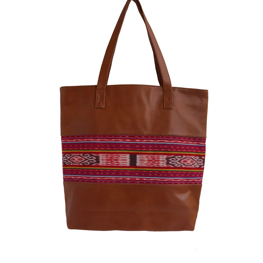 Tribal and Brown Leather Tote