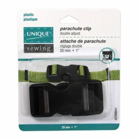 UNIQUE SEWING Double Adjust Parachute Buckle - Plastic - 25mm (1") - Black