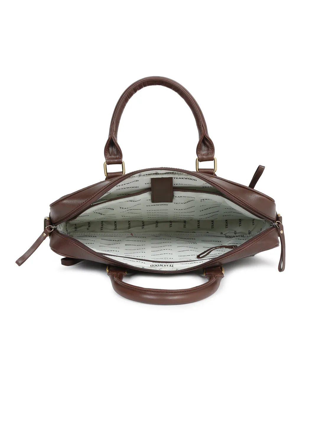 Unisex Brown Croco Texture Leather Bag