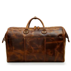 Vintage Full Grain Leather Duffel Weekender Travel Bag