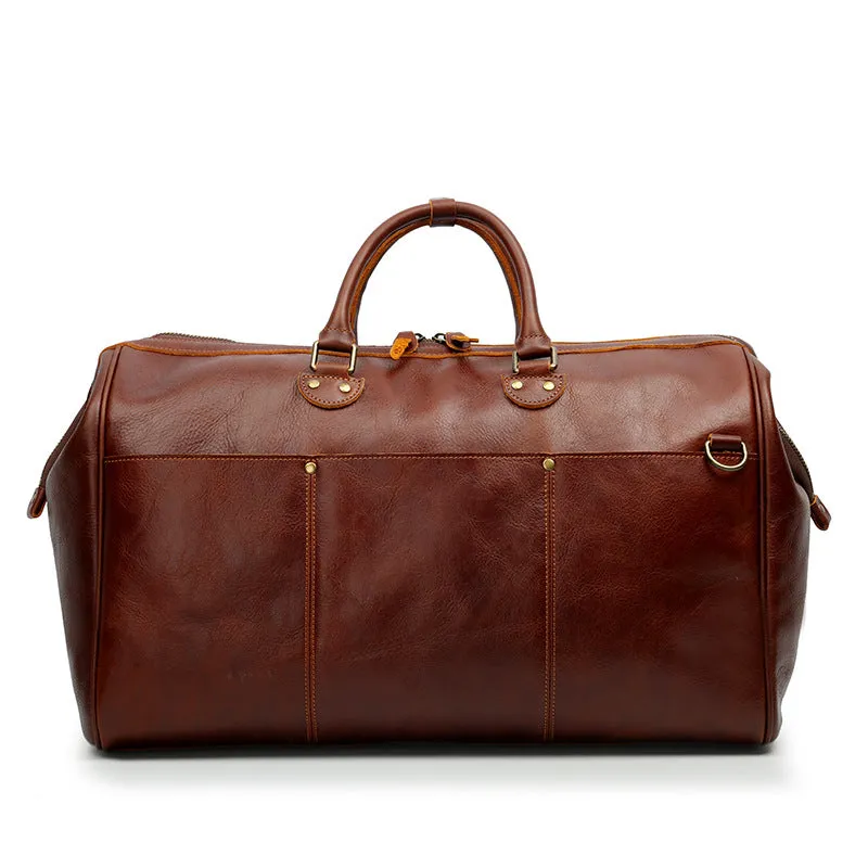 Vintage Full Grain Leather Duffel Weekender Travel Bag