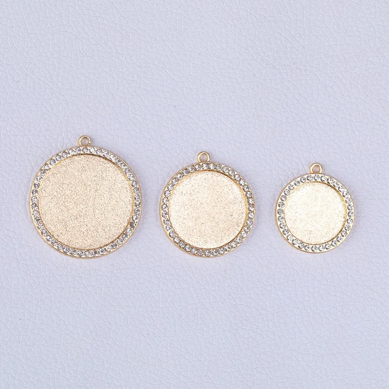 Wholesale 100pcs Alloy Sublimation Jewelry Blanks Round Diamond Pendant Pendant