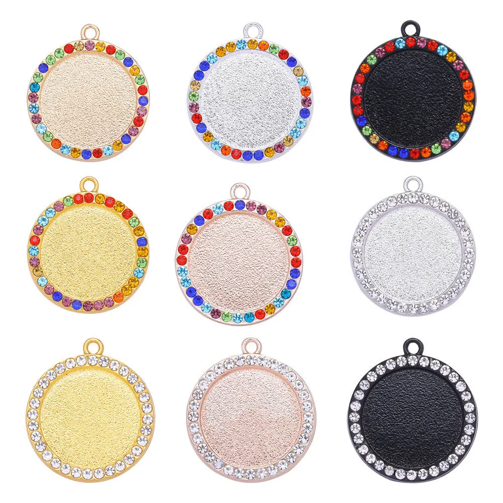 Wholesale 100pcs Alloy Sublimation Jewelry Blanks Round Diamond Pendant Pendant