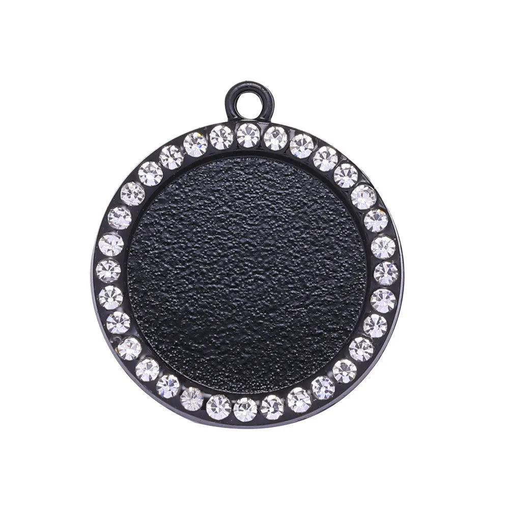 Wholesale 100pcs Alloy Sublimation Jewelry Blanks Round Diamond Pendant Pendant