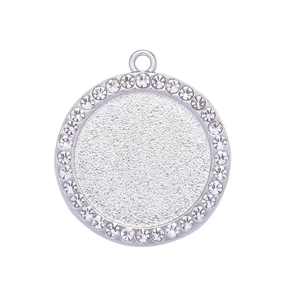 Wholesale 100pcs Alloy Sublimation Jewelry Blanks Round Diamond Pendant Pendant