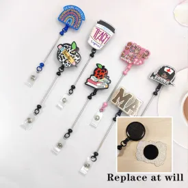 Wholesale Badge Reels  DIY Beadable Bar Velcro Retractable Keychain