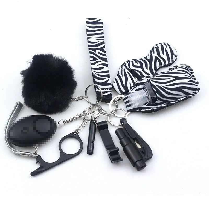 Wholesale black zebra print cartoon keychain set