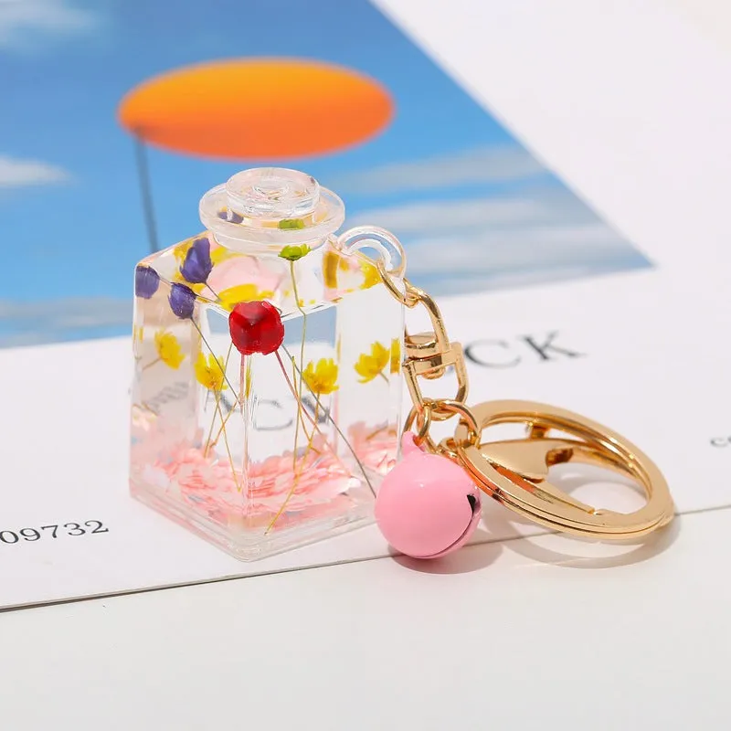 Wholesale Oiled Liquid Dried Flower Acrylic Keychain