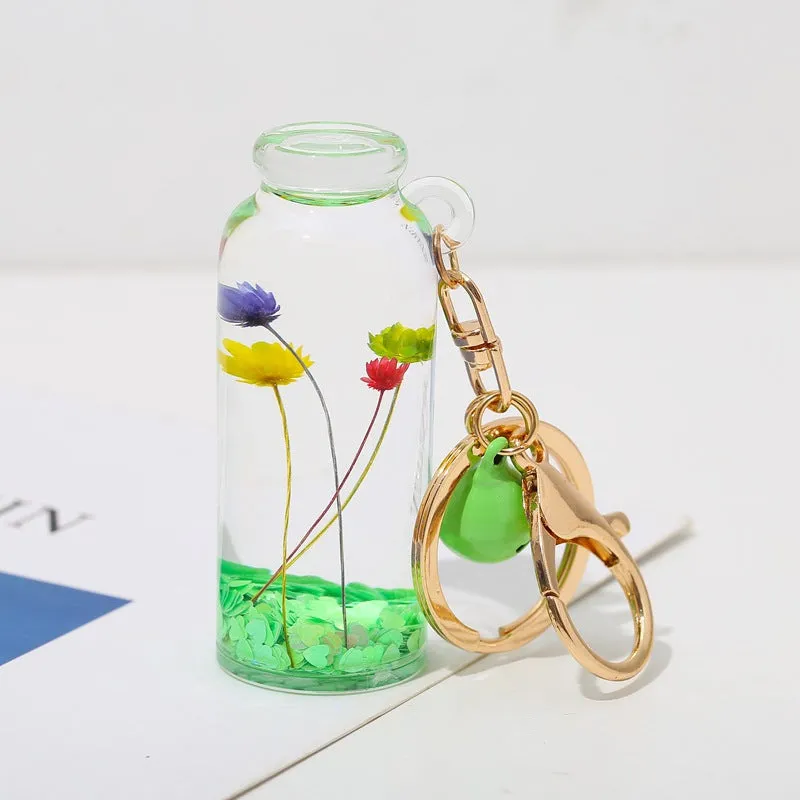 Wholesale Oiled Liquid Dried Flower Acrylic Keychain