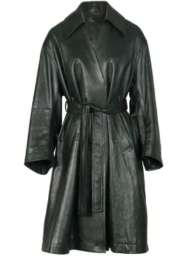 Wide leather coat