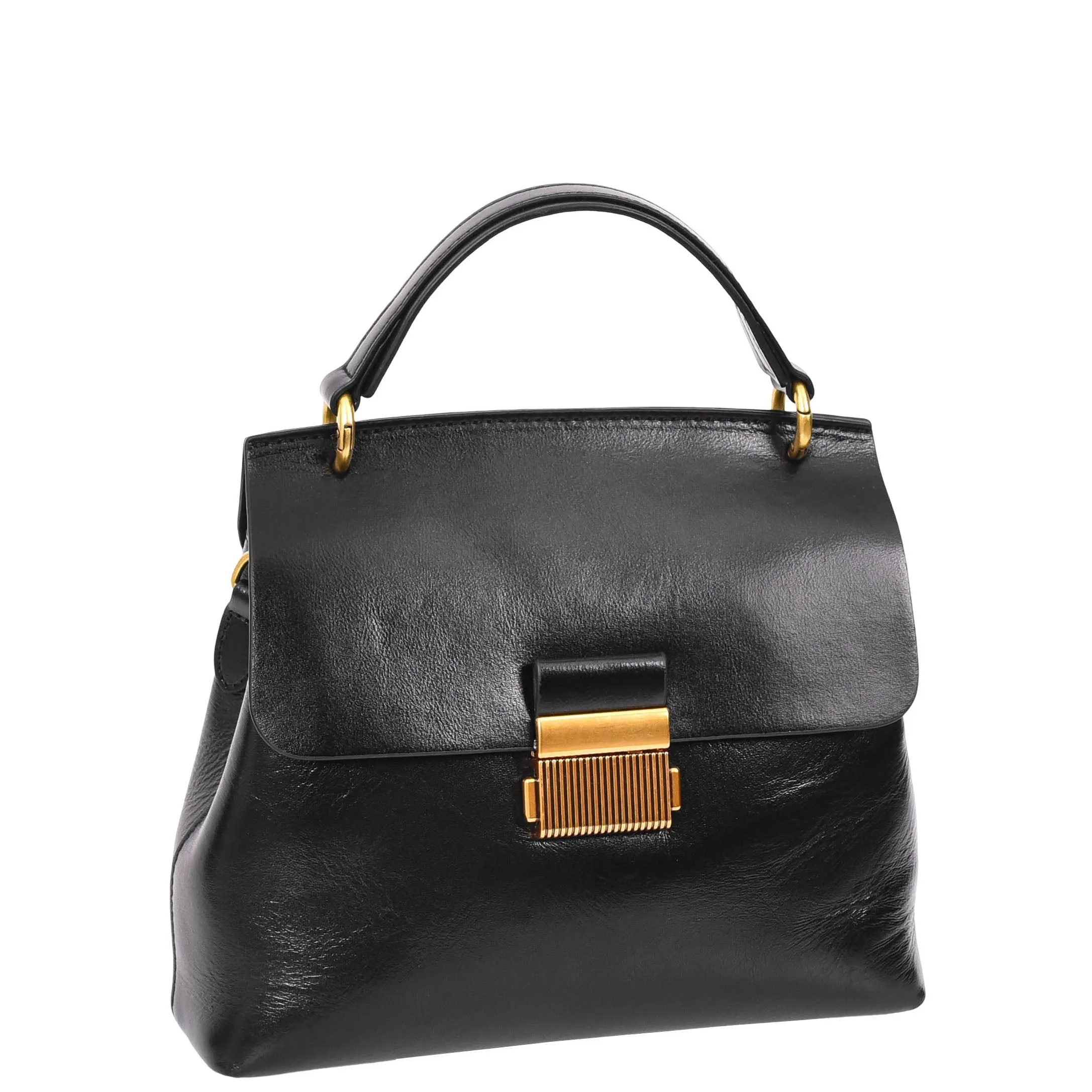 Womens Real Leather Small Handbag Gabriella Black