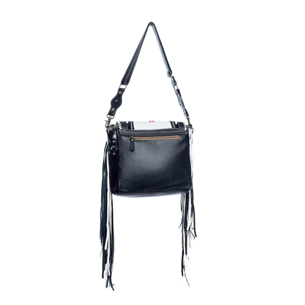 Zunia Leather & Hairon Bag in Coal